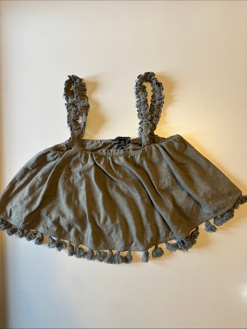 American Eagle Outfitters Olive Green Ruched Strap Crop Top